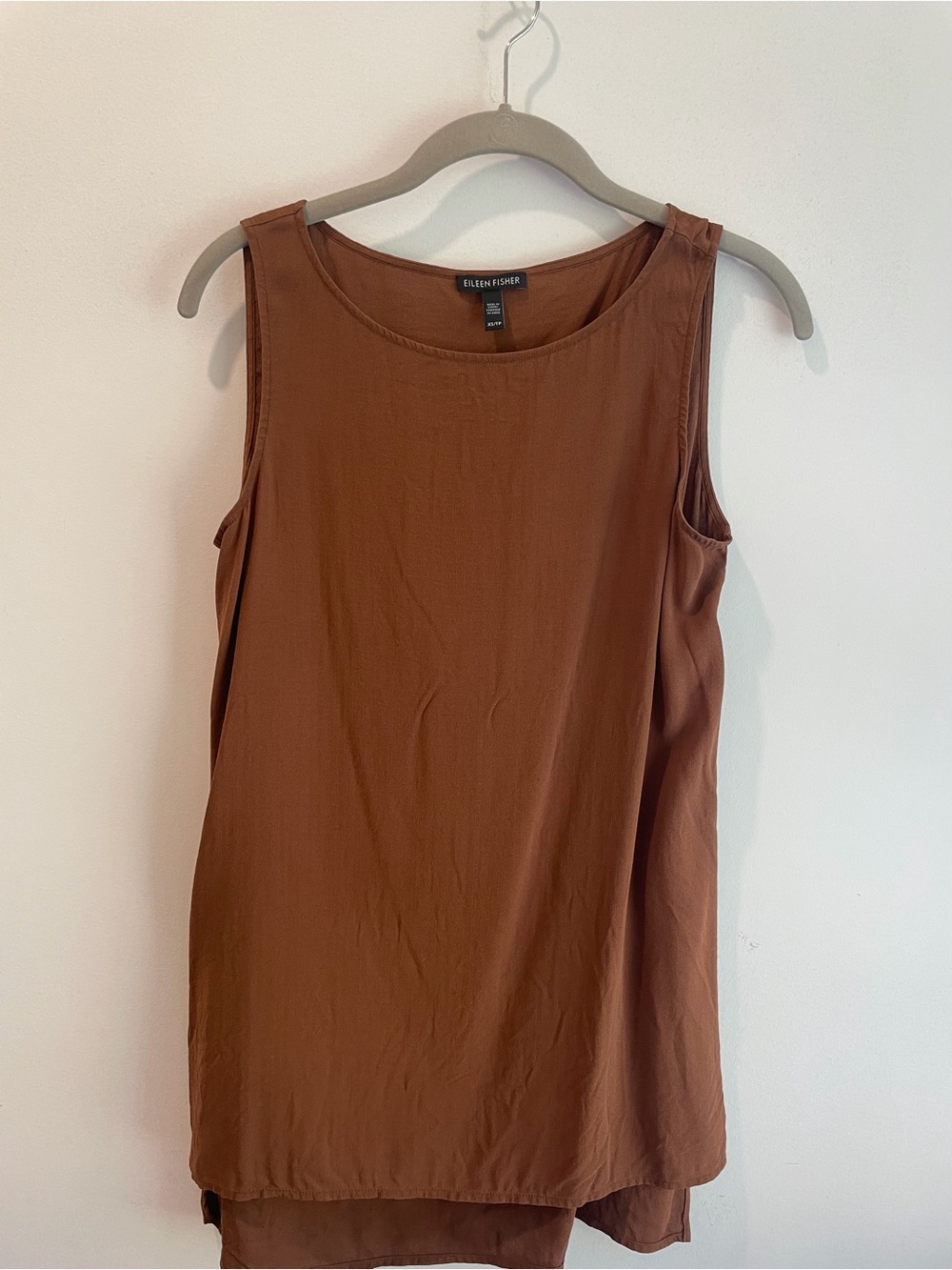 EILEEN FISHER Terra Cotta Sleeveless Washable Silk Tank Top